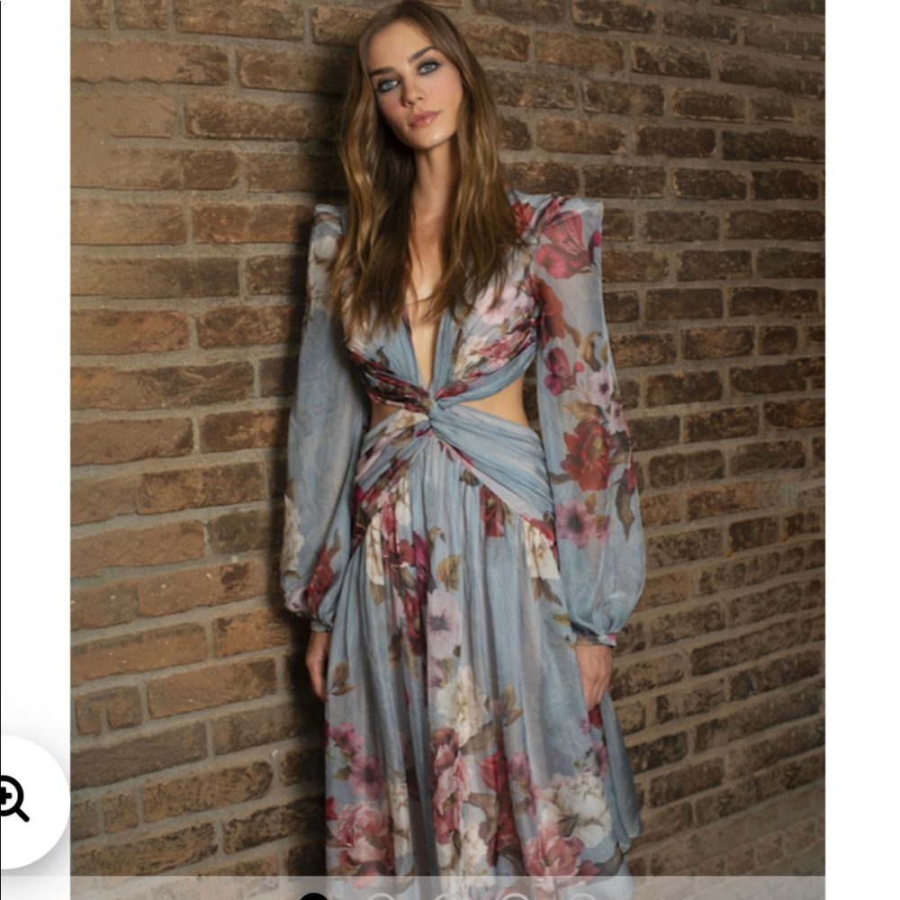 PatBO Peony Print Cutout Midi Dress